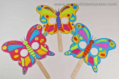 Artesanía de máscara de mariposa por Messy Little Monster