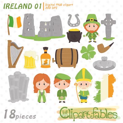 Cute Ireland Clipart by Clipart Fables