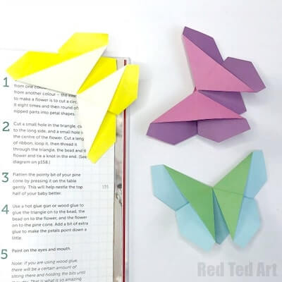 Easy Butterfly Bookmark Origami by Red Ted Art