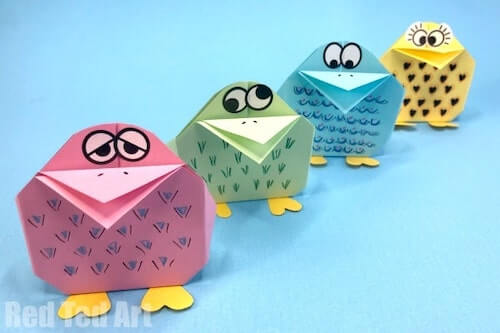 Pájaro de origami fácil para niños de Red Ted Art