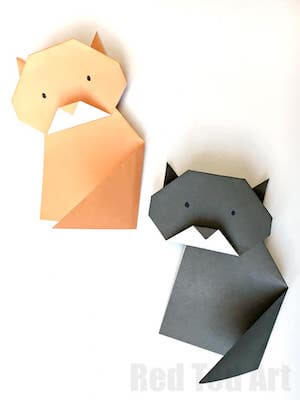 Gato de origami fácil de Red Ted Art