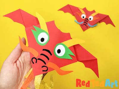 Dragón de origami fácil para niños de Red Ted Art