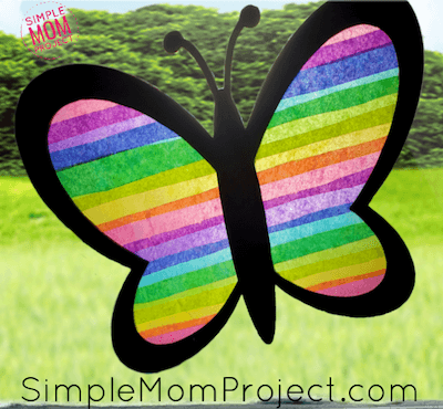 Easy Spring Butterfly Suncatcher Craft de Simple Mom Project