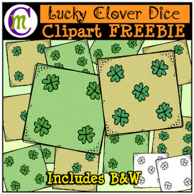 Lucky Clover Dice Clipart by Crunchy Mom