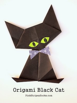 Origami Halloween Black Cat de Pink Stripey Calcetines