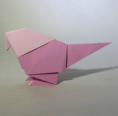 Pajarito de origami de Jessie en casa