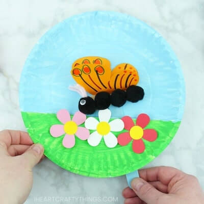 Paper Plate Fluttering Butterfly Craft by I Heart Crafty Things