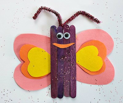 Popsicle Stick Butterfly Craft by Growing Up Gabel
