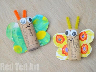 Rainbow Butterfly Cork Crafts by Red Ted Art