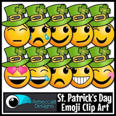 St. Patrick's Day Emoji Clipart by Rebecca B Design Shop