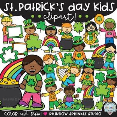 St. Patrick's Day Kids Clipart by Rainbow Sprinkle Studio