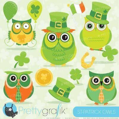 St. Patrick's Day Owl Clipart by Pretty Grafik