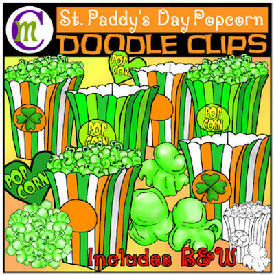 St. Patrick's Day Popcorn Clipart by Crunchy Mom