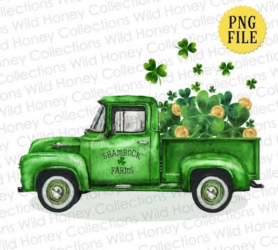 Vintage Green Truck Clip Art by Wild Honey Collections