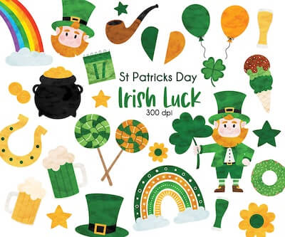 Watercolor St. Patrick's Day Clipart by Sugar Pickle Designs