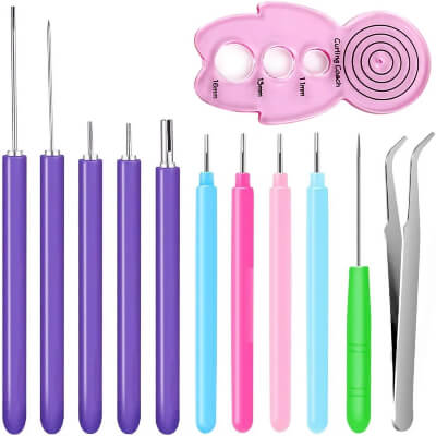 12 Pack Paper Slotted Quilling Tool Kit