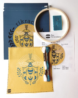 Bee Embroidery Kit for Beginners from Rikrack