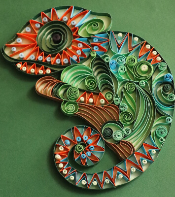 Plantilla de quilling de papel camaleón de MadeByHelenka