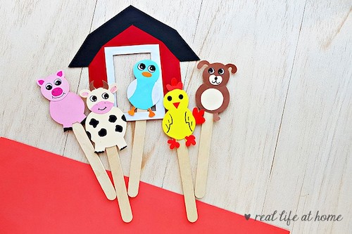 Farm Animal Stick Puppets Craft by Real Life At Home