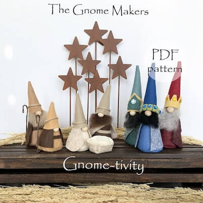 Patrón de costura de la Natividad de Gnome por The Gnome Makers