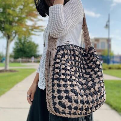 Granny Square Crochet Tote Bag Pattern by Knitcro Addict