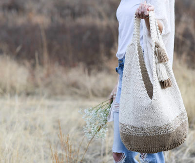 Mohave Slouchy Tote Bag Knitting Pattern by Mama In A Stitch