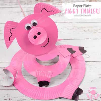 Paper Plate Piggy Twirlers by Kids Craft Room