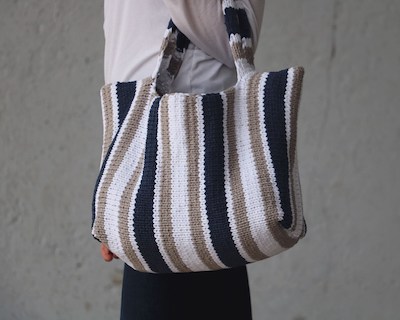 Stockinette Stripe Tote Bag Knitting Pattern by Originally Lovely