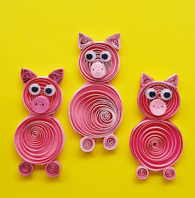 Three Little Pigs Quilled Paper Craft by Views From A Step Stool