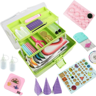 Paper Quilling Kits with Green Storage Toolbox