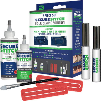 Secure Stitch Liquid Sewing Fabric Glue Solution Kit