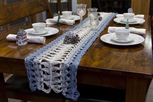 Hairpin Lace Table Runner Crochet Pattern by Crystalized Designs