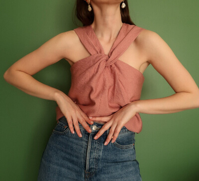 Arwen Twist Neck Halter Top Sewing Pattern by Theblankk