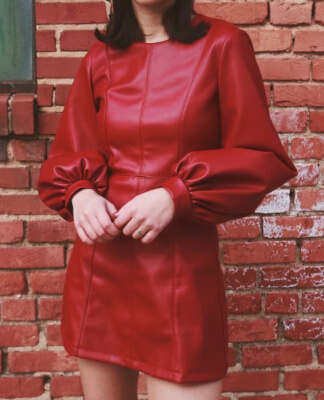 Bishop Sleeve Leather Mini Dress Sewing Pattern by KianaBonolloDesigns