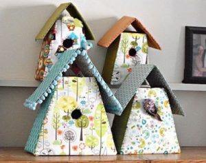 Fabric Birdhouses by Pillar Box Blue