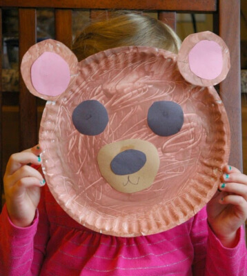 Fuzzy Brown Bear Craft for Kids from Paper and Glue