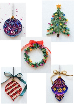 5 mini patrones de tarjetas navideñas de Quilling de MiriamsQuilling