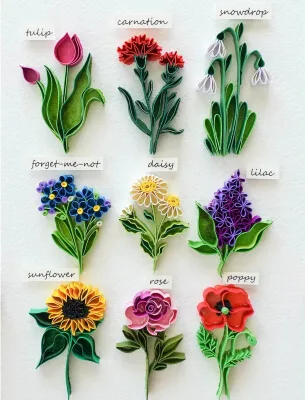 9 Flowers Art Composition Paper Quilling Pattern by MiriamsQuilling
