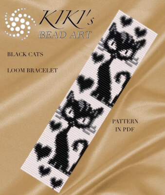Black cats Loom Bracelet Pattern by KikisBeadArts