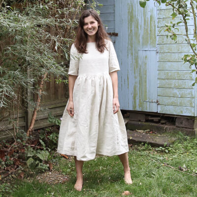 Cora Half Sleeve Linen Dress Pattern by Fabrics-Store