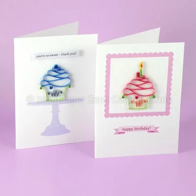 Cupcake Birthday Card Quilling Pattern from PaperZenShop