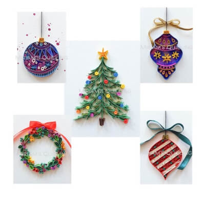 Ideas de tarjetas de Navidad con papel Quilling de MiriamsQuilling