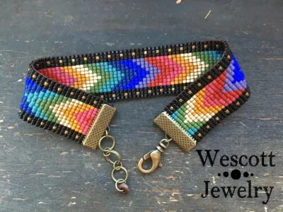 Rainbow Chevron Ombre with Border by Wescott Jewelry