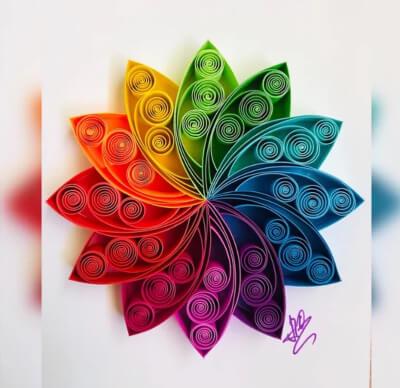 Patrón de mandala de quilling de arco iris de AQartStudio