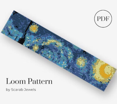 Starry Night Loom Beading Bracelet by ScarabJewels