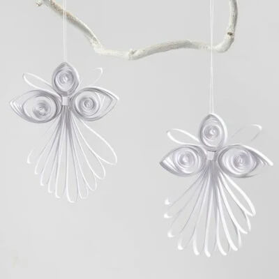 A quilled Angel Ornament made from white Quilling Paper Strips