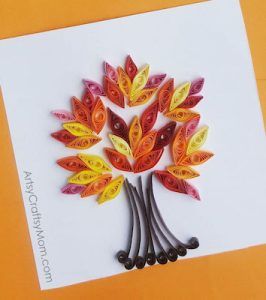 DIY Paper Quilling Fall Tree Craft by Artsy Crafty Mom