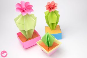 Origami Cactus & Flower Tutorial by Paper Kawaii