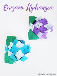 Origami Hydrangea With Green Leaf Base by DIY Crown