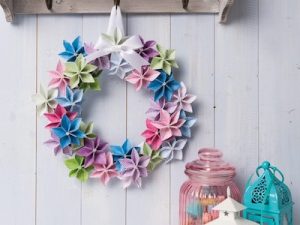 Origami Paper Flower Wreath by Gathered